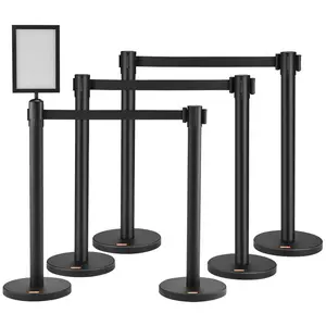 VEVOR Crowd Control Stanchions, 6-Pack Crowd Control Barriers with 3PCS 6.5FT Retractable Belt, Stanchion Posts Queue Pole for Crowd Control Barriers, Easy AssemblyVEVOR Super Brand Day
