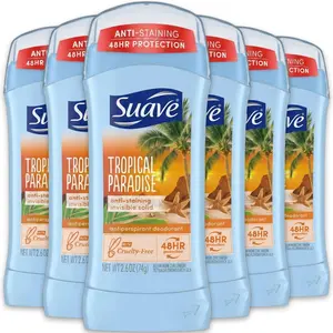 Suave Tropical Paradise Deodorant Stick 1-12 Pack (2.6oz / 74g) Anti-Staining Invisible Solid - 48HR Protection