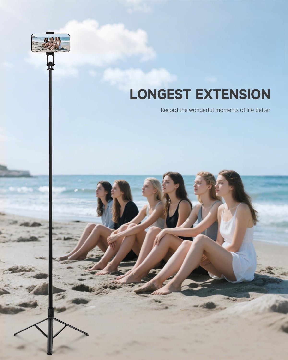 Phone Tripod & Selfie Stick, All in One Extendable Cell Phone Tripod with Wireless Remote, Tripods Stand for iPhone & Travel Selfie Stick 360° Rotation Compatible with iPhone Android, Camera Selfie Accessories Smart Selfie