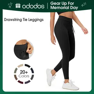 ODODOS Women's Drawstring Tie Daily Leggings 25" / 28" High Waist Workout Yoga Pants Soft 4-Way Stretch Pet Hair Resistant - Sportswear Bottoms, Womenswear