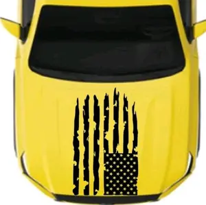 Universal Veteran American Flag Hood Vinyl Window Decal Matte Black Easy Install for Vehicle Windows Boat RVs Office Desk Laptops