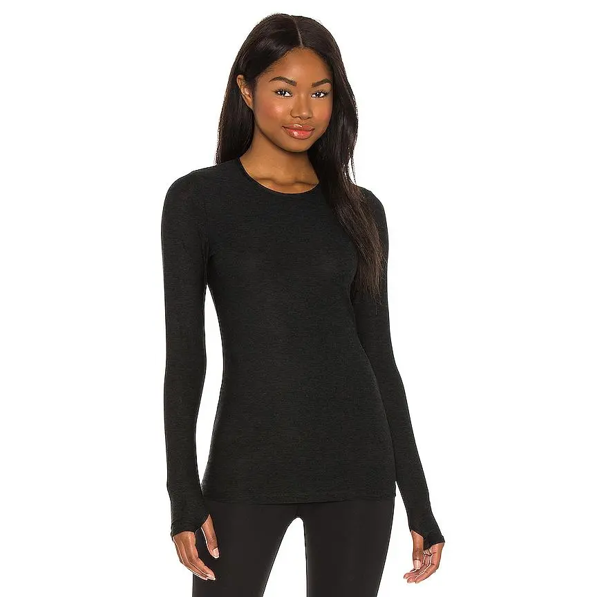 Beyond Yoga Classic Crew Pullover in Darkest Night