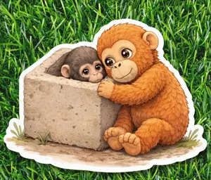 Baby Monkey Punch Sticker, Punch The Monkey Vinyl Decal, Viral Monkey Punchi Sticker, Laptop Water Bottle Decal Sticker