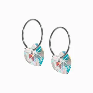 Blomdahl | Hypoallergenic | Natural Titanium Crystal Heart Pendant Earrings | Best Choice For Sensitive Ears