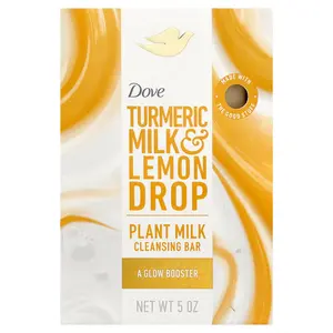 Dove Plant Milk Cleansing Bar Soap, Turmeric Milk & Lemon Drop, 5 oz