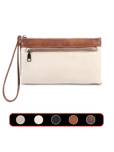 Women's Man's Retro Style Clutch Bag With Zipper, Zip Around Wristlet, Wristlet Clutch Purse Leather Cell Phone Wallet Handbag With Wrist Strap Mini Square Coin Purse, Vegan Leather Wristlet Women Wallet Casual