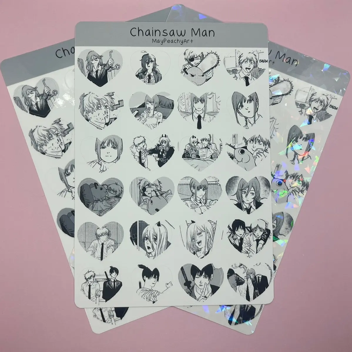 Chainsaw Anime Heart Sticker Sheet