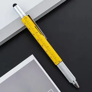 Hexagonal 7-In-1 Multi-Function Stylus, Compatible with Capacitive Touchscreens, Medium Ballpoint Tip, Twist-On Closure, Ergonomic Grip, Capacitive Pen Stylus