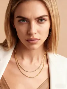 Iced Chics 2pcs Twisted Chain & Cuban Link Set, 3mm Cuban + 2mm Twist Chains, Hip Hop Casual Style, Cool Accessory, Birthday Gift, Street Wear