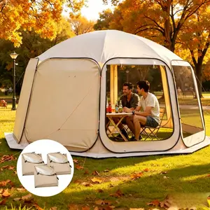 Sun Shade Canopy Covers, 300D Silver Coated Oxford Fabric, Sun Blocking Effect, Size 5.51 X 5.25 Ft, Suitable for 15 X 13.8 Ft Screen House Tent, 3 Pieces Set, Tent Not Included, Beige, for Outdoor Use