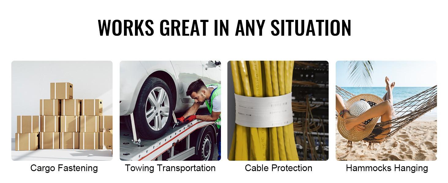 Polyester Pull Tape 1/2 Inch by 1053 Feet Mule Tape Flat Rope, 1250 Lbf Tensile Strength, Printed Webbing Cable Pulling Tape for Packaging, Gardening, Electrical Conduit Installation, Construction, White