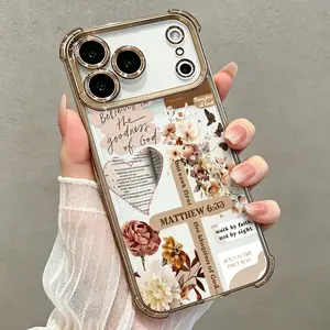 Faith & Grace Cross Pattern Phone Case for iPhone 17, 16, 15, 14, 13, 12, 11 Pro Max Air – Soft TPU Protective Cover, Shockproof, Drop-Resistant, Perfect Gift for Women DDSJ260518014 Rustic Silicone cute