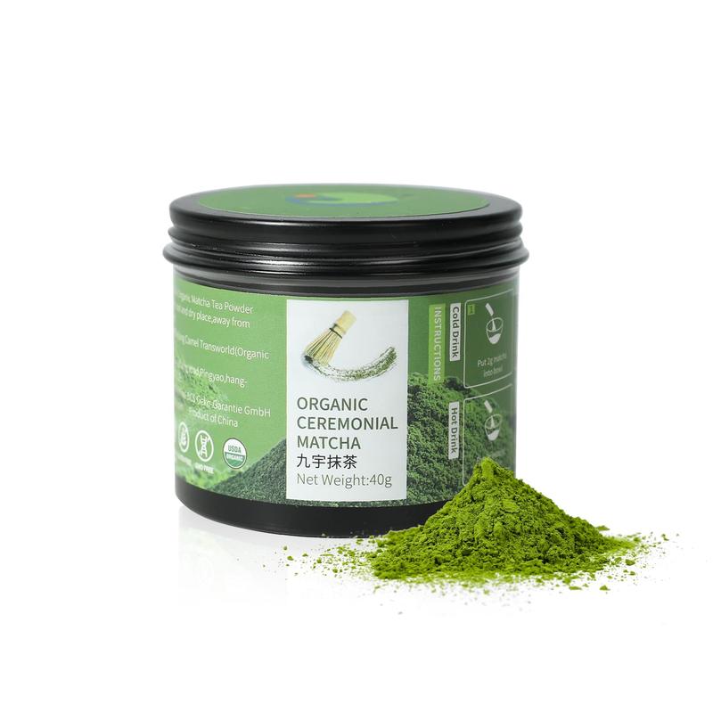 Organic Ceremonial Grade Matcha Green Tea Powder-1.41oz-40g-First Harvest-No Additives-Unsweetened-100% Pure Premium-For Drinking-Tin Containe