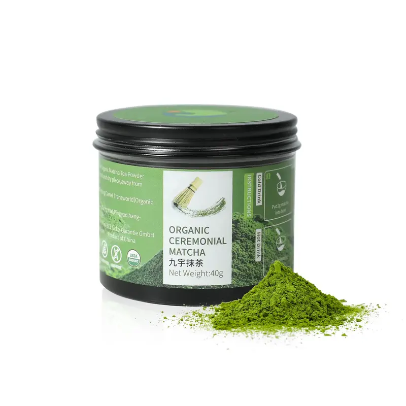 Organic Ceremonial Grade Matcha Green Tea Powder-1.41oz-40g-First Harvest-No Additives-Unsweetened-100% Pure Premium-For Drinking-Tin Containe