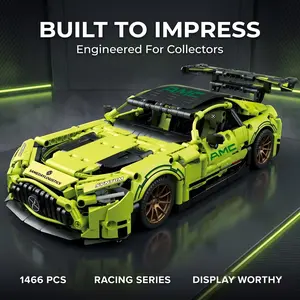 1:14 Technic GT Racing Sports Car Building   block  Set (1466 Pcs) - Green Collectible Model Kit with Working Steering & Engine, Premium STEM Toy Gift for Adults & Teens