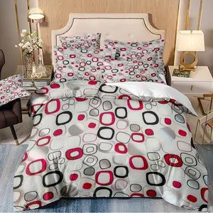 3-piece down duvet cover with various colors of square, circular and other patterns, breathable bedding set, machine washable zipper, suitable for home decoration in bedrooms and guest rooms (1 * down duvet cover 2 * pillowcase, no down duvet core)