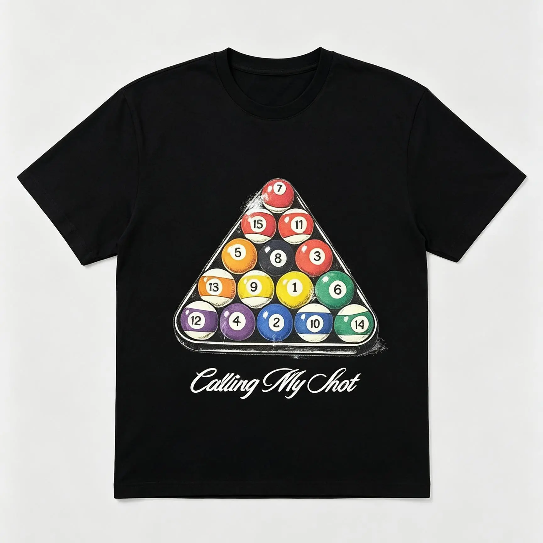 Men's Vintage Billiards Pool Balls Graphic Crew Neck Short Sleeve Top - Retro Distressed, Calling My Shot Pool Hall, Unisex Casual T-Shirt, Shortsleeve, Tops