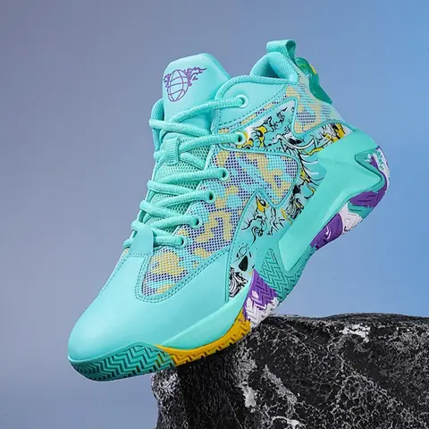 Men's Colorblock Lace Up Mid Top, 2024 New Style Stylish Athletic Basketball Shoes Casual Sporty Breathable Comfortable Sneakers, Male All-match Round Toe Fashionable Sports Shoes for Daily Wear