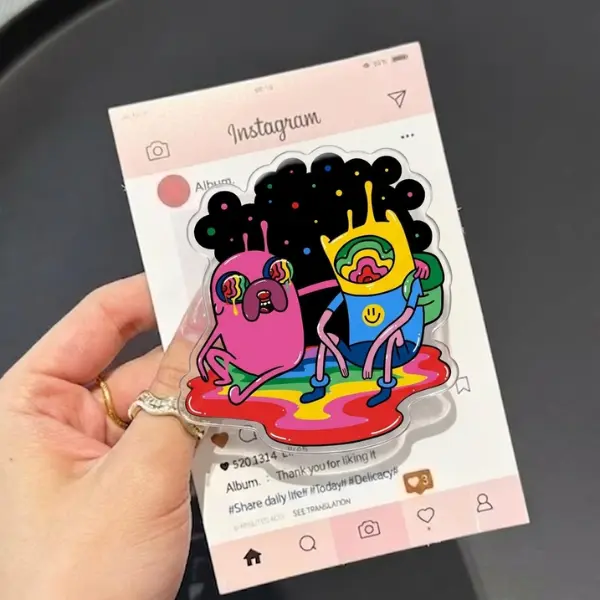 Retro Trippy Duo MagSafe Phone Grip, Psychedelic Cartoon Style Griptok, Colorful Adventure Aesthetic Phone Stand, Unique Pop Art Accessory