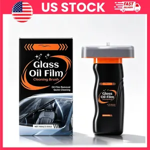Glass Oil Film Remover for Car Windshield Cleaner Paste 100g with Applicator Board, Car Glass Polish & Windshield Oil Film Cleaning Compound for Anti Fog Anti Glare Crystal Clear Vision Rain Night Driving Glass Oil Film Remover for Car Exterior Use