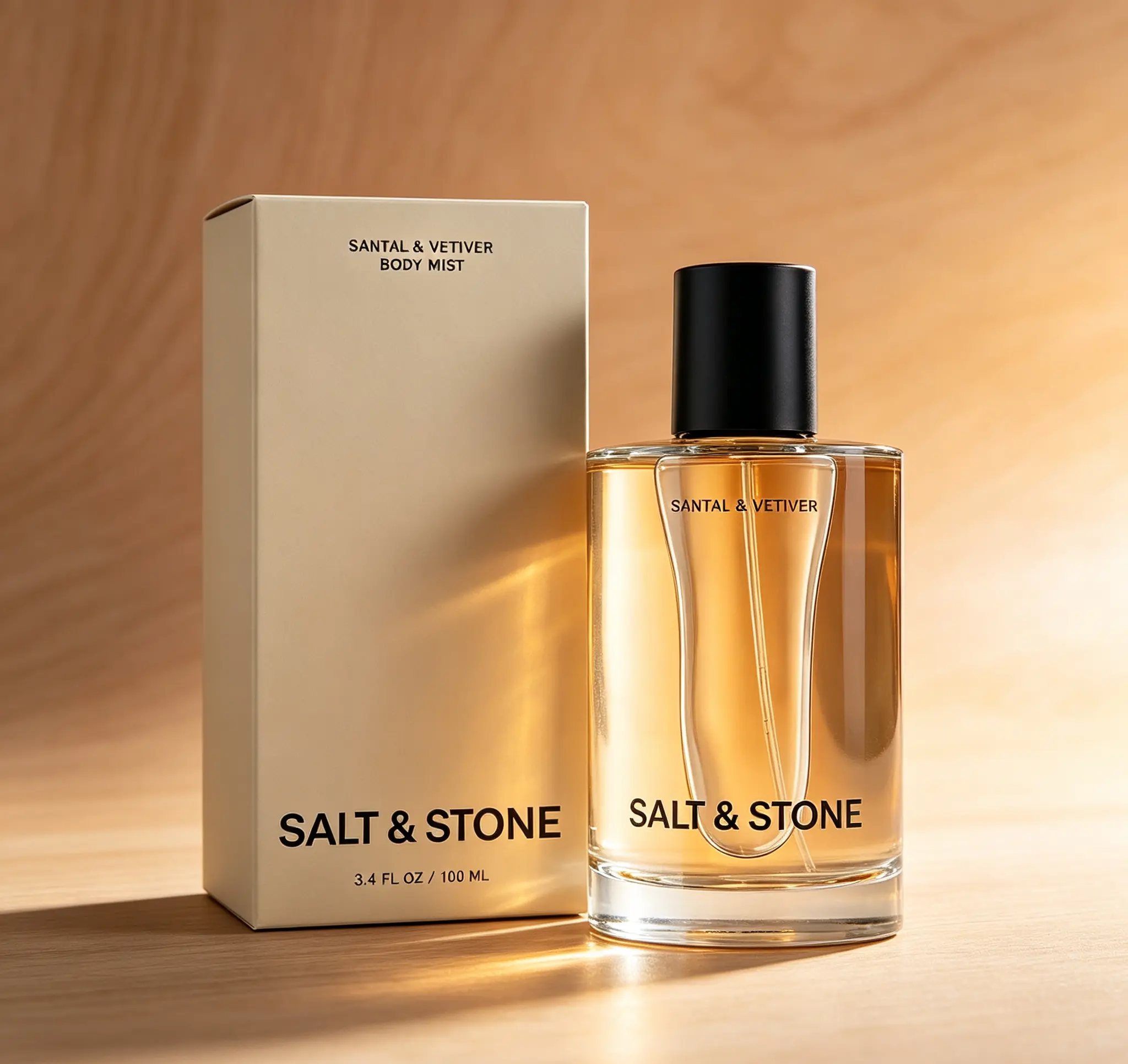Salt & Stone Santal & Vetiver Hair & Body Mist, Skincare Infused Hydrating Fragrance Spray for Men & Women, Vegan & Cruelty Free, 3.4 fl oz (100ml)