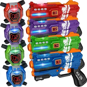 4-Piece Laser Tag Gun Set with Digital LED Score Display Vests, Infrared Safe Unisex Blasters for Teamwork Fun, Gifts for 8+ Kids, Teens & Family (Toys & Hobbies, Sports & Outdoor Play, Blasters & Toy Guns)