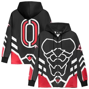 Black Red Penta Hoodie, Wrestling Entrance Inspired Full Zip Jacket Bold Graphic Streetwear Pullover Comfortable Casual Fan Outfit Gift