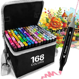 KIDGENIUS Professional Dual Tip Alcohol Markers for Adults & Artists | 262/168/120 Blendable Fade-Resistant Waterproof Art Markers with Carrying Pouch | for Fine Art Illustration & Advanced Art Creation | Professional Art Materials