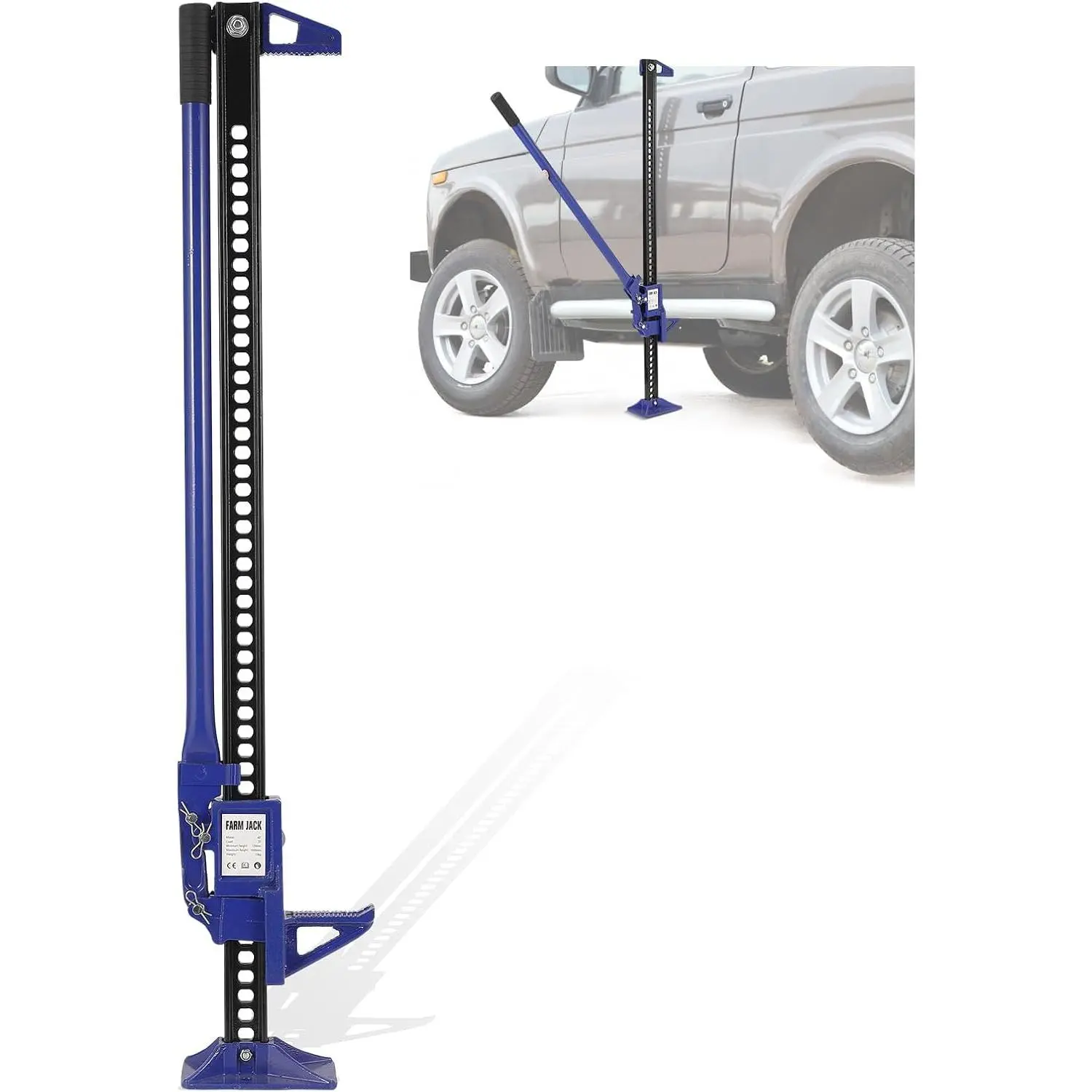 Gaomon Cast Iron & Steel 3Ton Heavy Duty Fast-Lifting High Lift Farm Jack - 60in Height, 6600 lbs Capacity, Safety Bolt, Wide Base, Rust-Resist Coat, Pull/Clamp/Spread, for Off-Road Recovery & Stump Removal