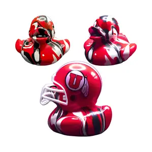 University of Utah Officially Licensed Team Painted Duck 1.5" Yellow Rubber Duck with Unique Paint Pattern - Perfect for Fans and Decor