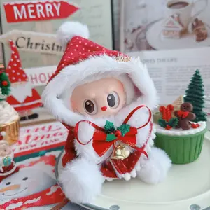 Labubu Winter Christmas Set Plush Toy for 1-3 Series 17cm Dolls Comfortable Fabric Perfect Collector's Fashionable Holiday Gift Labubu Doll Clothing with Festive Outfit