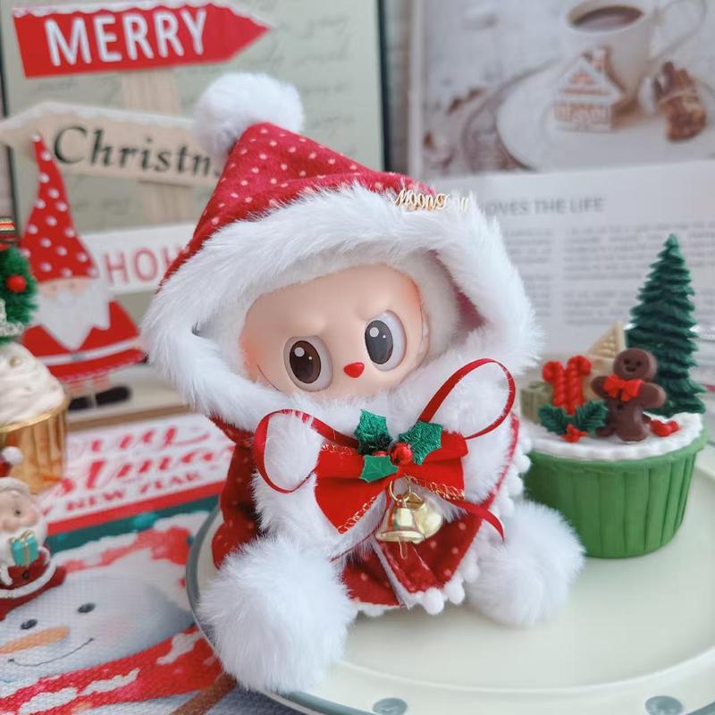 Labubu Winter Christmas Set Plush Toy for 1-3 Series 17cm Dolls Comfortable Fabric Festive Outfit Perfect Collector's Fashionable Holiday Gift