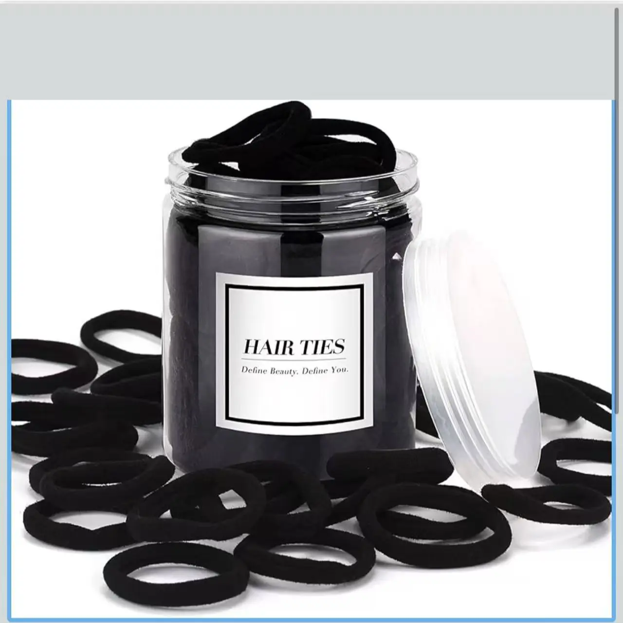 iFwevs 50PCS Black Hair Ties,Cotton Seamless Ponytail Holders,No Damage Elastics Hair Bands for Thick Heavy &Curly Hair