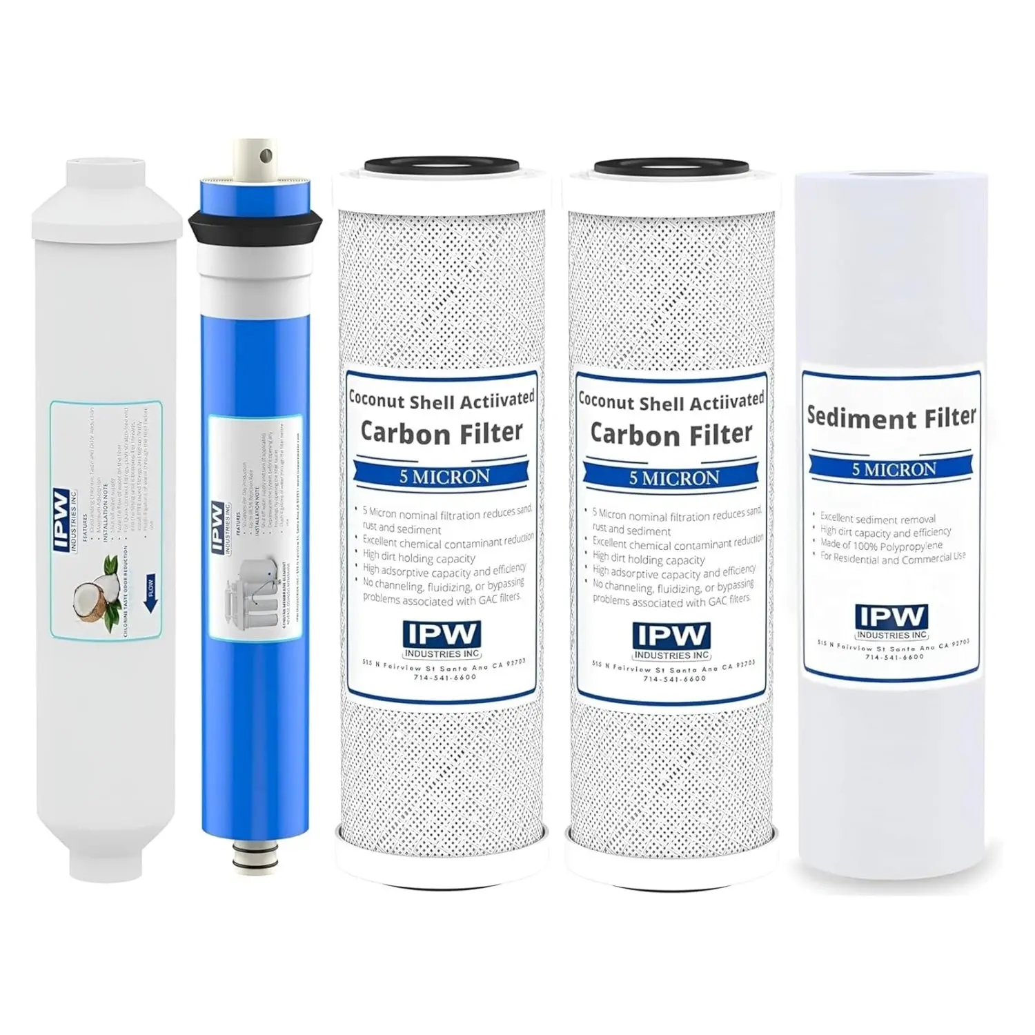 IPW Industries Inc - Compatible PureT RO550-905EZ 5 Stage Reverse Osmosis Replacement Filter Bundle (50 GPD, Universal)