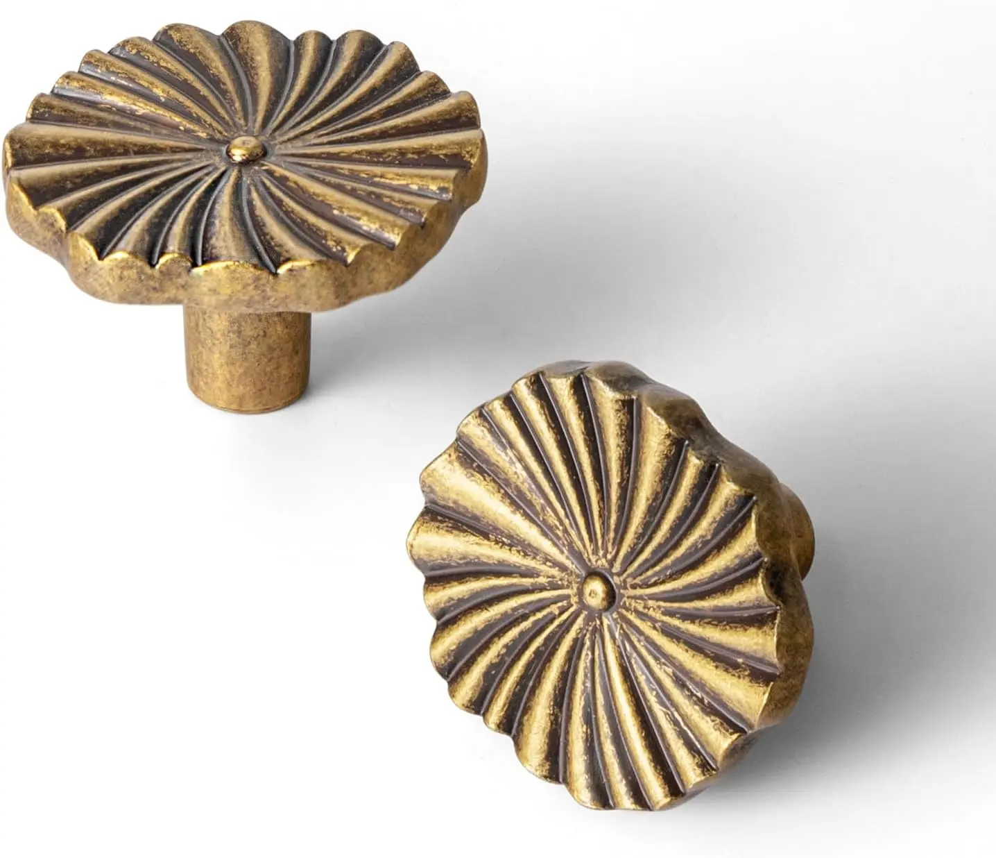 Goo-Ki 6-Pack Zinc Alloy Drawer Knobs, Antique Brass Flower-Design Cabinet Hardware Knobs