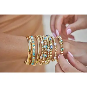 Evil Eye Gold Bead Bracelets