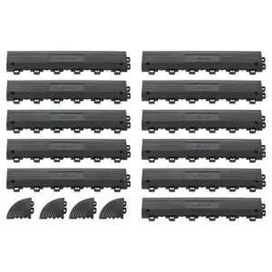VEVOR Transition Kit, 11-Piece, Durable PP Interlocking Modular Garage Floor Edging, Easy Installation, Protection for Wet Area Restaurant, Only Compatible with VEVOR Drainage Mats, Black