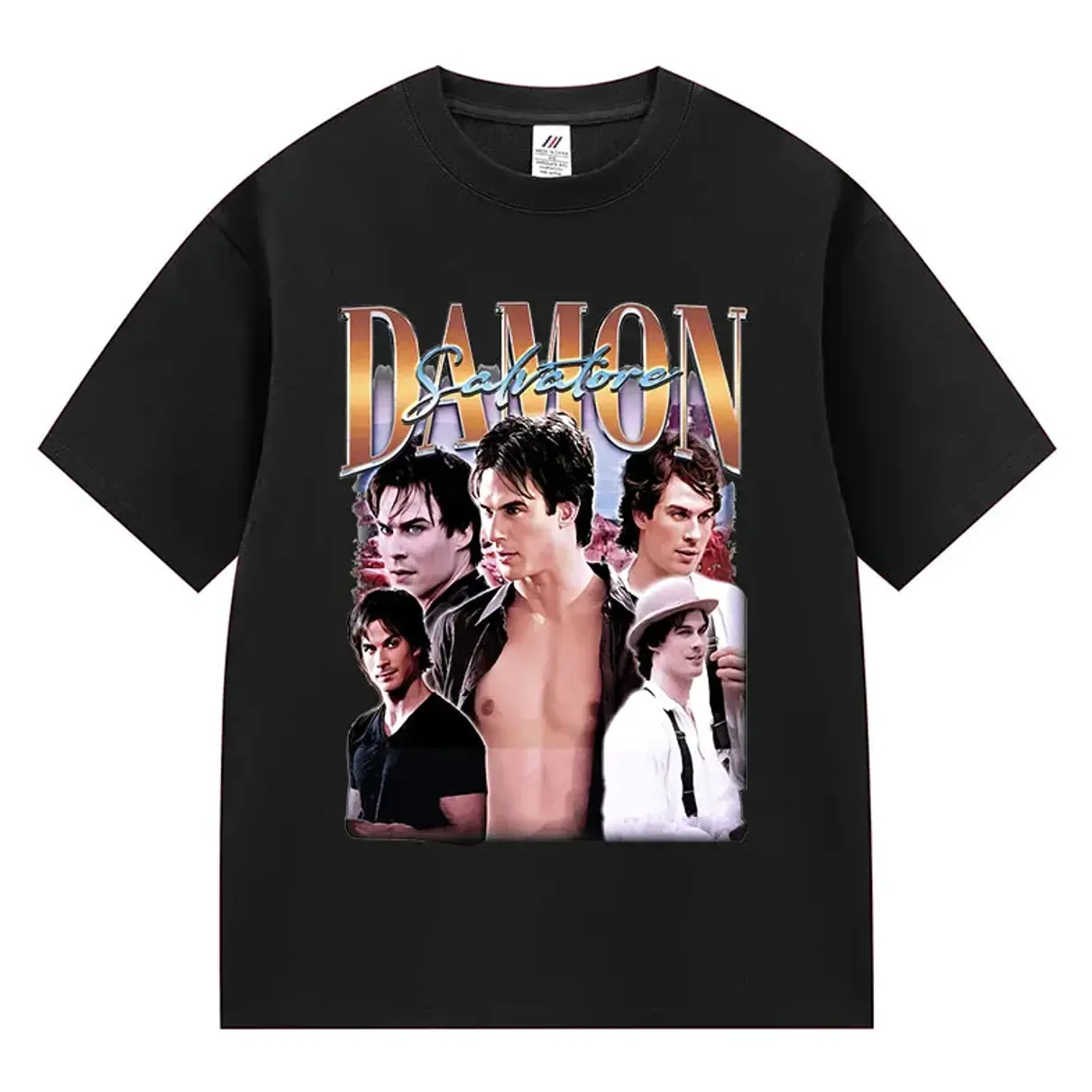 90s Retro Damon Salvatore Graphic T Shirt Unisex Harajuku Fashion Cotton Short Sleeve T-shirts Y2k Men's Gothic Clothing T-Shirt DJJ