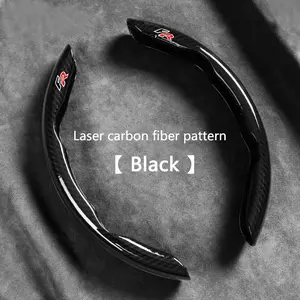 2pcs Laser Carbon Fiber Silicone Car Interior Steering Wheel Cover, Non-Slip Design, Compatible with Seat Fr Cupra Ateca Born Leon Ibiza Raval, Car Accessories