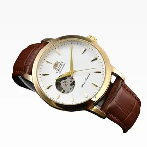 ORIENT2025 Men's Mechanical Lion Watch with Brown Leather Strap High-Quality Automatic Movement Hot-Selling Model for Casual & Formal Wear