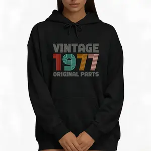 Celebrate 49 Years with Vintage 1977 Sunburst Retro Hoodie, Long Sleeves Included