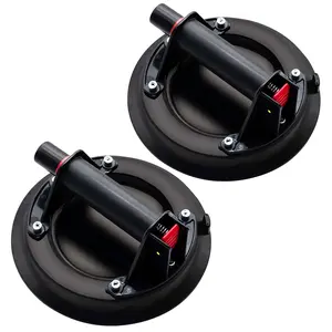 8" Heavy Duty Suction Cup to Lift Large Glass, Tile, Marble, Industrial Vacuum Suction Lifter with Handle for Glass Lifting & Replacement, 240 lbs Load Capacity, Carrying Case (2 Pack)