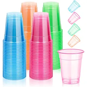 120 count Plastic Neon Cups, 12 OZ Disposable Glow Cups Under UV Black Light for Neon Party Decorations, Colorful Glow in the Dark for Rave Party Christmas Thanksgiving Halloween Holidays