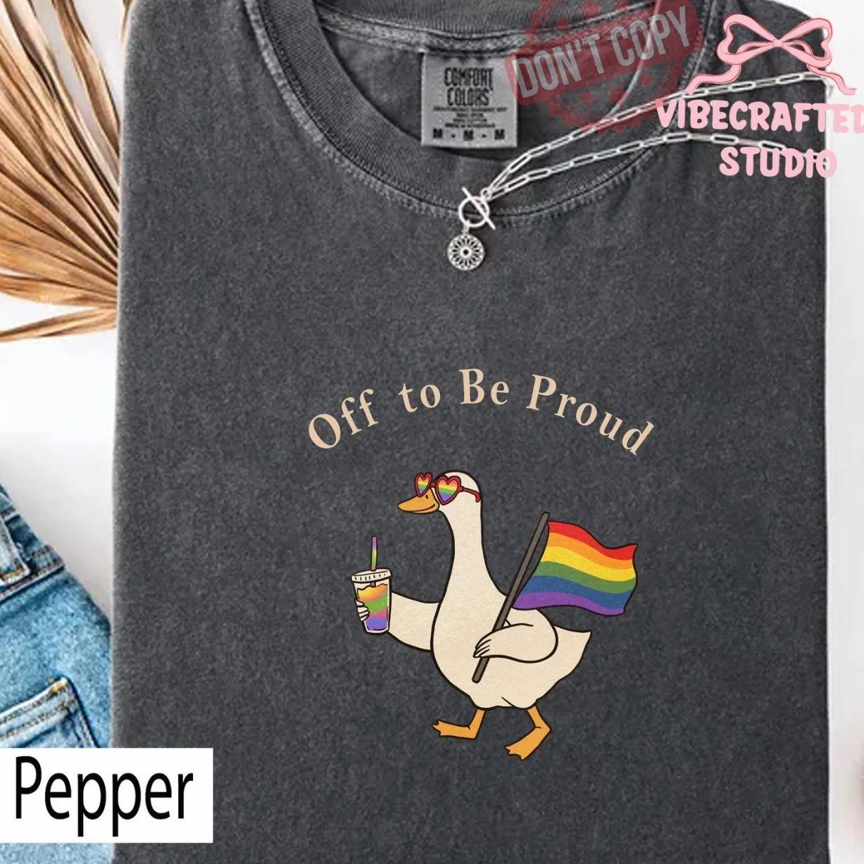 Comfort Colors Pride Goose LGBT Rainbow T-Shirt, Off To Be Proud Shirt, Gay Pride Gift, Lesbian LGBTQ Tee, Funny Goose shirt SET