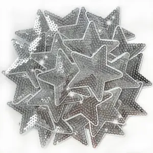 30Pcs Sequins Star Iron on Patches Embroidery Fashion Cute Shiny Chrome Decoration Sew on for Clothing Bags Jackets Jeans Hats Accessory Decoration Diy