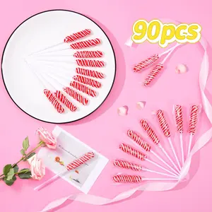 Twisty Lollipop, Red Twist Lollipops Individually Wrapped Bulk, Kid's Lollipops Candy for Birthday, Strawberry 90 Pack