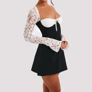Lace Corset Mini Dress – Open Back Tie-Up Design