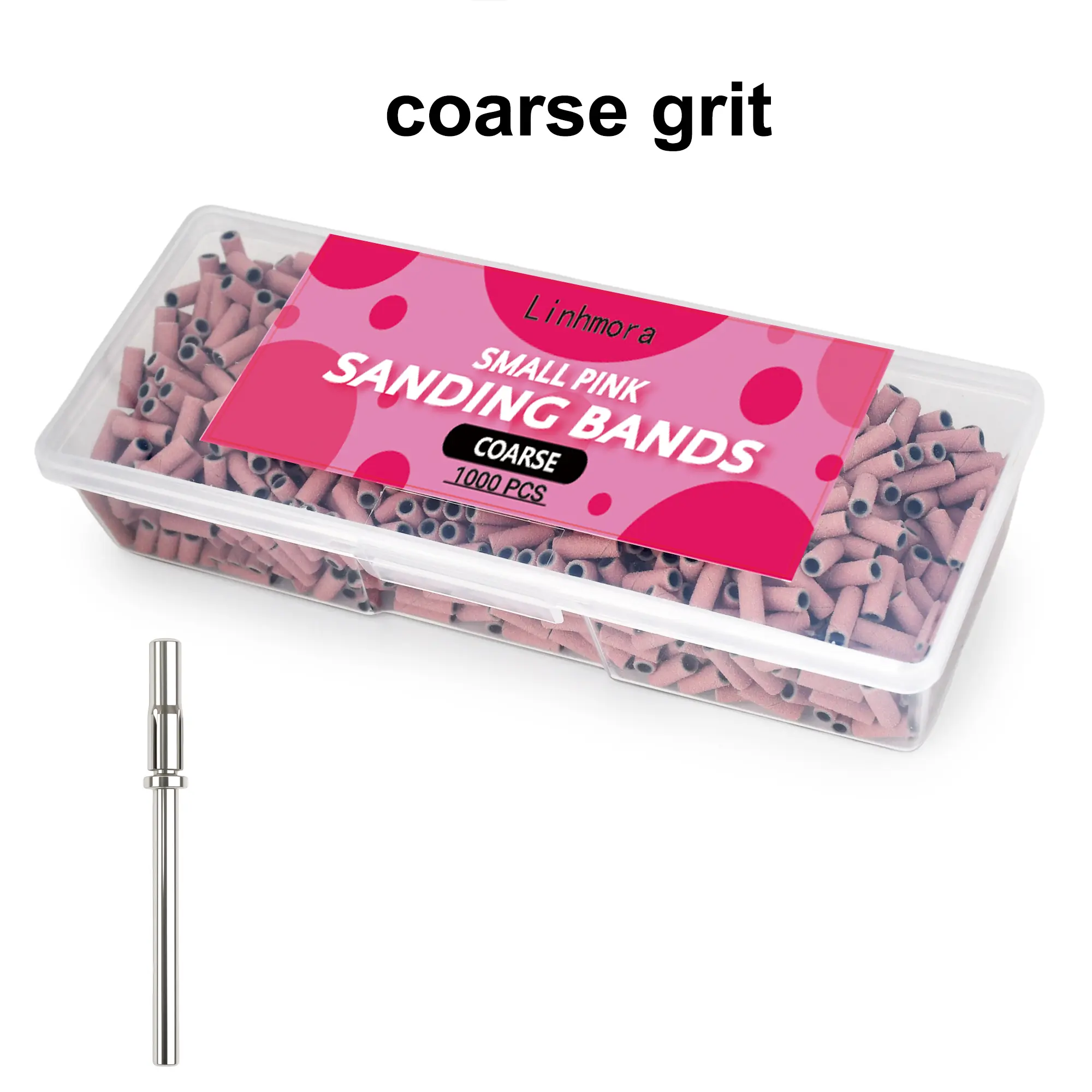 Linhmora 1000-Pcs 3mm Coarse Grit Sanding Bands, Bulk Nail Drill Bit Accessory Pack, Salon & At-Home Manicure Nail Care Tools, Single Grit Per Box, USA Stock