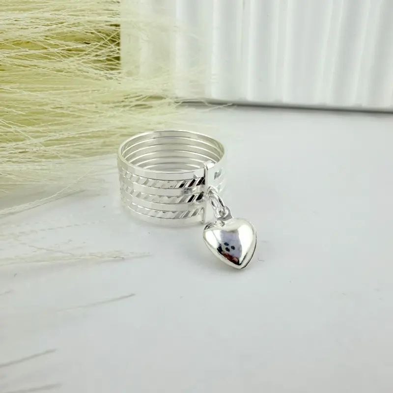 925 silver semanario ring with puffy heart 925 silver semanario ring with puffy heart