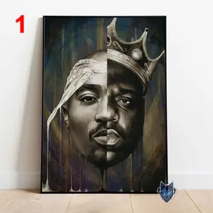 2 Pac & Biggie Poster, The Notorious BIG Wall Art, Rolled Canvas Print, Rap Star Poster Gift